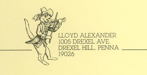 Lloyd Alexander's letterhead, featuring two of his favorite things: cats and music.